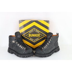 Deadstock Vintage 90s Mens 13 Grunge Goth Chunky Leather Bunker Platform Boots